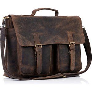 18 Inch Leather briefcase Laptop Messenger Bags for Unisex Best Satchel Bag
